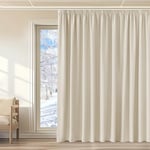 KGORGE Rideaux Thermiques Occultant, Rideaux Occultants Galon Fronceur pour Salon/Salle à Manger/Chambre, Rideaux de Fenêtre, Largeur 300 x Hauter 240cm, Beige Clair, 2 Pièces