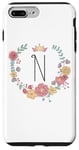 Coque pour iPhone 7 Plus/8 Plus Cadeau personalisé pour fillettes thème princesses lettre N