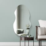 MirrorOutlet The Lacuna - Frameless Modern Full Length Arched Leaner/Wall Mirror 47" X 21" (120CM X 54CM) Silver Mirror Glass with Black wooden Backing - Polished Edging