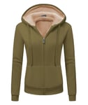 JACKETOWN Hoodie Veste Polaire Sweat à Capuche Femme avec Zip Veste à Capuche épaisse et Chaude Hoodies Sweatshirt Manches Longues Femme sportsweater Fleece Slim Fit Automne/Hiver(Vert Militaire-XL)