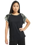 Urban Classics Women's Contrast Raglan Tee T-Shirt, Mehrfarbig (Black/Darkcamo 01308), XXXL