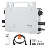 VEVOR Micro Onduleur Solaire Lié au Réseau 800 W Micro-onduleur Solaire Étanche IP67 Alliage d'Aluminium Tension CC 18-50 V avec Antenne APP WiFi Cordon d'alimentation pour Systèmes Panneaux Solaires