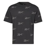 Reebok Mens Identity All Over Print T-Shirt, Black, L EU