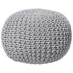 Pouf Rond en Coton Gris Clair à Billes de Polystyrène Coussin d'Intérieur Conrad