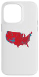 Coque pour iPhone 14 Pro Max Red Wave Carte des États-Unis dans l'élection présidentielle de 2024