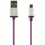 USB 2.0 kabel Typ A ha - Typ Micro B ha, 5-pin, för laddning/dataöverföring till mobiltelefoner/PDA, 1m, lila