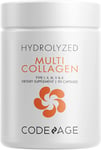 Hydrolyzed CodeAge Multi Collagen Protein Capsules Type I, II, III Grass Fed