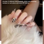 24x Leopard Print Faux Pearl False Nails Girls Full Cover Fake Nail Tip Man XTT