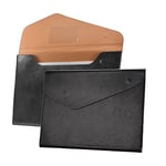 VANRA 1 Piece File Folders PU Leather Expanding Document Holder File Jacket Filing Envelope for A4 Letter Size Paper with Invisible Magnetic Closure Black