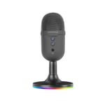 MARSGAMING MMIC-CX, Microphone de Studio Professionnel, Design Compact ARGB, Haute Définition 196kHz/24 Bits, Réduction Bruit ENC, Condensateur Cardioïde, Bouton Mute, USB Plug&Play, Jack 3.5mm, Noir