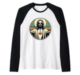 Vintage Buddy a Christ Cool Jesus With Sunglasses Religion Raglan Baseball Tee