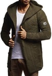 Leif Nelson Veste en tricot à capuche pour homme LN5715 - Vert - XX-Large