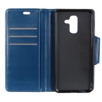 Mipcase Flip Phone Case with Magnetic Buckle, Leather Phone Cover with Card Slots and Wallet, Shockproof Kickstand Phone Shell for Samsung Galaxy A6 2018 (Blue)