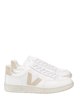 VEJA V12 Leather Lace Up Trainers, White Sable