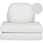 Fauteuil 1 Place Pliable Canapé-Lit d'Invité Moderne Minimaliste avec Coussins en Velours Côtelé Blanc Olden