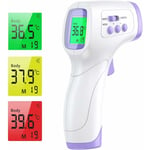 Thermomètre frontal adulte Thermomètre infrarouge avec alerte de fièvre Thermomètre frontal 2 en 1 sans contact avec fonction mémoire, écran LCD