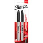 Tusjpenner Sharpie Fine Svart 2-pakning