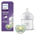 Philips Avent Natural Response - Coffret découverte pour bébé : biberon Natural Response 125 ml avec tétine T2 (0 mois et plus), sucette ultra air, modèle SCD837/10