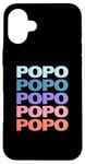 Coque pour iPhone 16 Plus Funny Modern Repeated Text Design Popo Grandpa Granddad