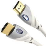 Monster - Câble HDMI - Résolution 4K - Vidéo HDR - 18 GBPS - Vitesse Éclair - Connecteurs V-Grip - Triple Blindage - 1,82 Mètres - Garanti à Vie - Blanc