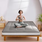 MAXYOMAXYOYO Matelas futon, 15 cm de rembourrage, très épais et respirant, pour chaise longue, lit d'invité, voiture (gris anthracite, lit king size)