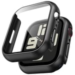 TAURI 2 Pièces PC Coque Compatible avec Apple Watch Série 6 5 4 SE 40mm, Protection écran Ultra Mince [Sensible au Toucher] Film de Protection PC Dur écran en Verre trempé iWatch 40mm-Noir