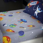 Catherine Lansfield Kids Lost In Space Single Fitted Sheet Grey