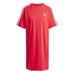 adidas Women's Essentials 3-Stripes Single Jersey Boyfriend Tee Dress, Better Scarlet, XXS