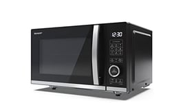 SHARP YC-QG204AU-B Compact 20 Litre 800W Digital FLATBED Microwave with 1050W Grill, 10 power levels, ECO Mode, defrost function, LED cavity light - Black