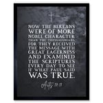 Acts 17:11 They Received The Message With Great Eagerness Christian Bible Verse Quote Scripture Typography Art Print Framed Poster Wall Decor 12x16 in