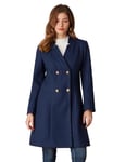 GRACE KARIN Femme Elégante Coat Trench Manches Longues au Genou Tissu Doux et Chaud en Hiver avec Boutons et Poches Bleu Foncé XXL