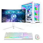 AWD-IT X= CUBE White Ryzen 7 5700X NVIDIA RTX 4060 8GB Windows 11 27" IPS Monitor Desktop PC Gaming Package