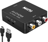 Adaptateur Rca Vers Hdmi Convertisseur Av En Hdmi, 3rca Composite Av Vers Hdmi Convertisseur Pr En Charge 1080p Avec Av Câble Et Usb Câble Pour Pc/Xbox/Ps4/Ps3/Tv/Stb/Vhs/Dvd/Camera/Wii