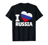 I Love Russia Heart Russia Lovers Russia Flag T-Shirt