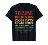 70 Yrs of Marriage Couple Countdown 70th Wedding Anniversary T-Shirt