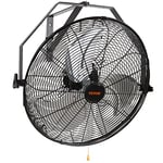 VEVOR Ventilateur mural industriel, 44,6 cm, ventilateur mural oscillant étanche, 3 vitesses, 4150 CFM, ventilateur commercial résidentiel pour refroidissement entrepôt, serre, atelier, terrasse, noir