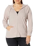 Calvin Klein Women's Ruched Long Sleeve Zip Front Hoodie Hooded Sweatshirt, Evening Sand, Medium