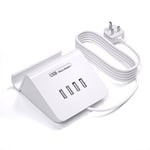 Qurzou USB Charging Station 25W USB Fast Charger Plug,Multi USB Wall Charger for iPhone 15/14/13/12,Samsung Galaxy S23/S22/S21,Android etc (white 25W)