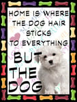 Shawprint Bichon Frise Puppy Dog Fridge Magnet 100mm x 75mm HOME IS WHERE THE DOG HAIR STICKS TO EVERYTHING BUT THE DOG Novelty Gift