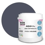 BOX DECO COULEURS Peinture meuble bois acrylique aspect velours-satin Aqua Bois - 2,5L, Gris Anthracite