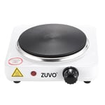 Single Hot Plate 1500w - Ring Stove Hob - Portable & with Adjustable Thermostat - Cast Iron Heating Plate - Best for Cooking - Zuvo…, White