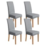 Amazon Basics Lot de 4 Housses extensibles pour chaises de salle à manger, gris clair