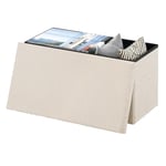 eSituro Tabouret Pouf Pliable, Pouf Coffre de Rangement, Tabouret Cube Pliant avec Couvercle Amovible, Boîte à Jouets, Repose-Pieds Pliable en Tissu Polaire, Beige, 38x38x37cm, SOM0214