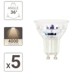 Xanlite - Lot x5 Ampoules led spot, culot GU10, conso 4,8 w, eq. 50 w, blanc neutre - PACK5RCXG50SCW