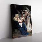 Song Of The Angels By William Adolphe Bouguereau Classic Painting Canvas Wall Art Print Ready to Hang, Framed Picture for Living Room Bedroom Home Office Décor, 50x35 cm (20x14 Inch)