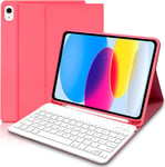 Étui De Clavier Pour Ipad 10e Génération 2022 10,9"" 2022, Avec Clavier Qwertz Allemand, Clavier Bluetooth Amovible Sans Fil Pour Ipad 10e Génération 2022 Rose