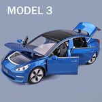 1:32 Tesla Model X Model 3 Model S Model Y Legering Bilmodell Diecasts Leksaksbil Ljud Och Ljus Barnleksaker För Barnpresenter Pojk Leksak Model 3 Blue