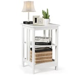 Giantex Table de Chevet 3 Niveaux, Petite Table d'Appoint en Bois Design Élégante, Table Basse pour Salon, Chambre à Coucher, 40 x 40 x 61 cm (Blanc)