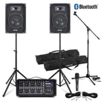 Complete Band PA System - Max Speakers, 8-CH Mixer Amplifier, Microphone, Stands