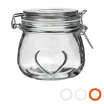 Heart Glass Storage Jar 500ml Clear Seal